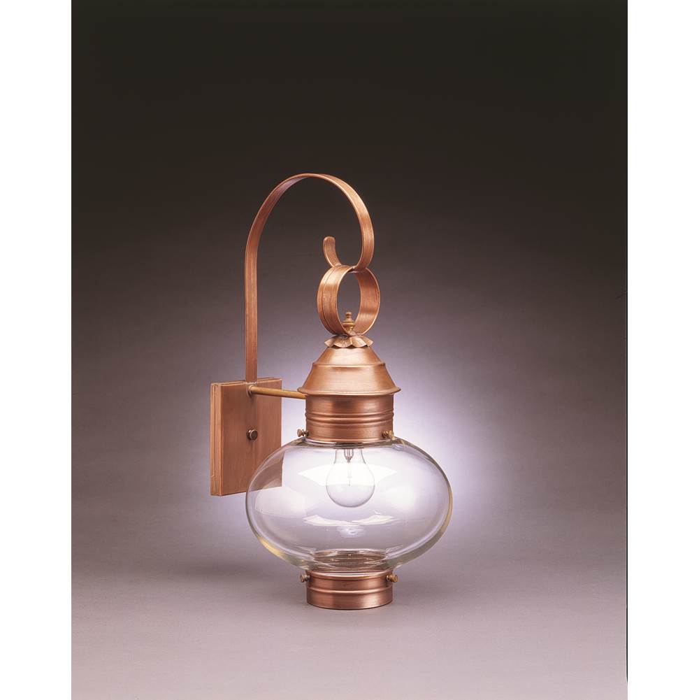 Northeast Lantern Onion Wall No Cage Dark Antique Brass Medium Base Socket Clear Glass