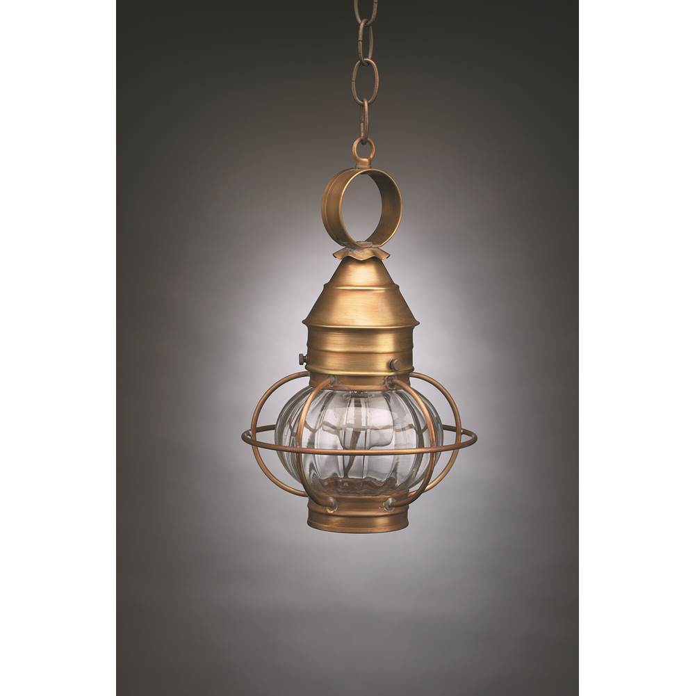 Northeast Lantern Caged Onion Hanging Dark Antique Brass Medium Base Socket Optic Glass