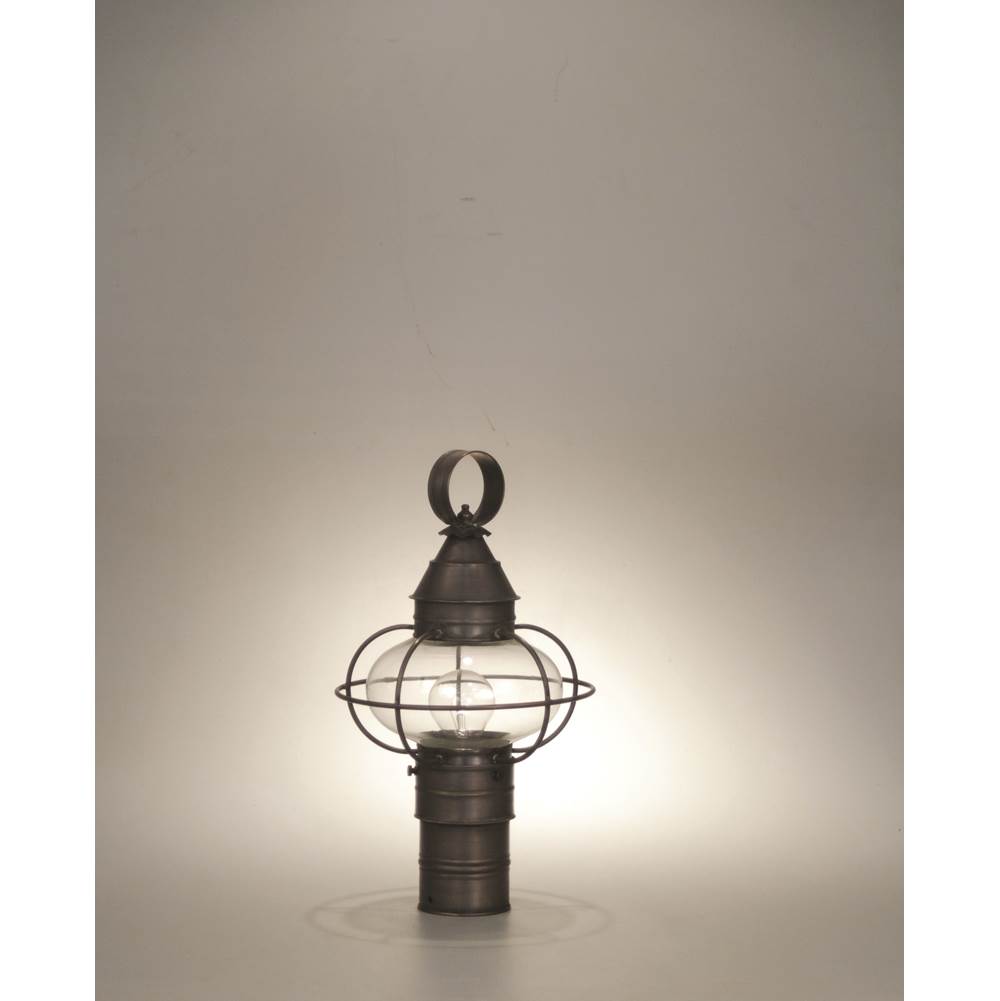 Northeast Lantern Caged Onion Post Antique Brass Medium Base Socket Clear Glass