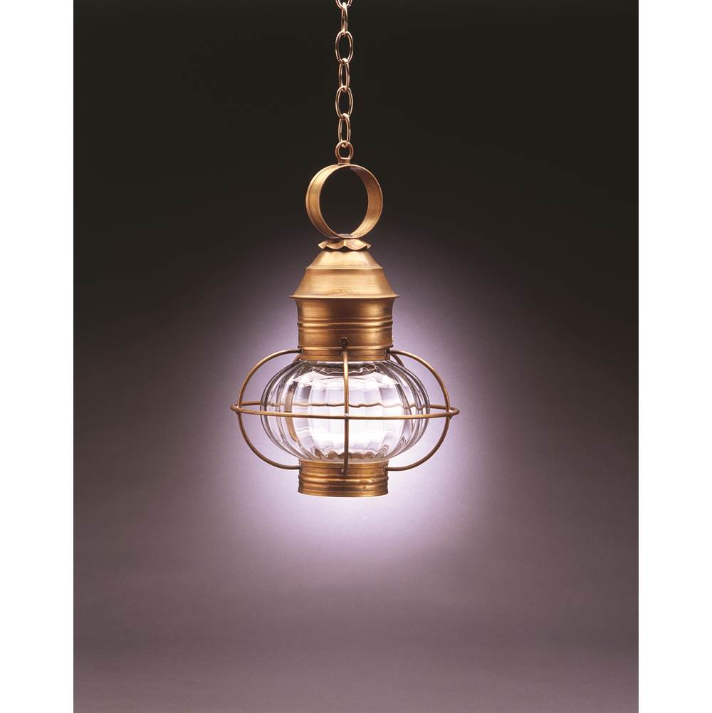 Northeast Lantern Caged Onion Hanging Dark Brass Medium Base Socket Optic Glass