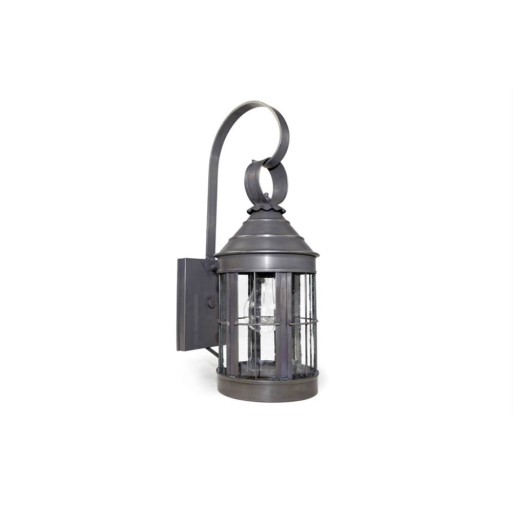 Northeast Lantern Cone Top Wall With Top Scroll Dark Brass Medium Base Socket Clear Seedy Glass