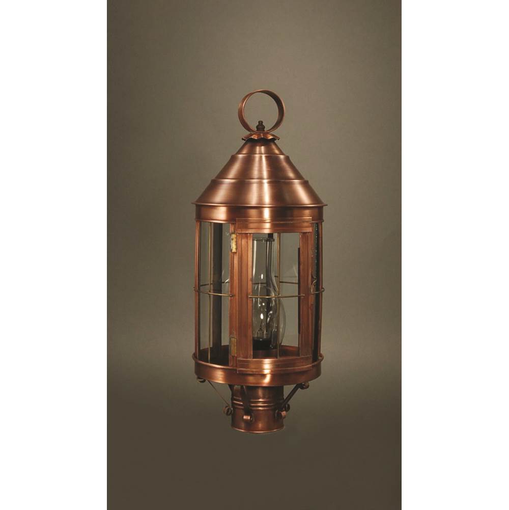 Northeast Lantern Cone Top Post Dark Brass Medium Base Socket With Chimney Clear Glass
