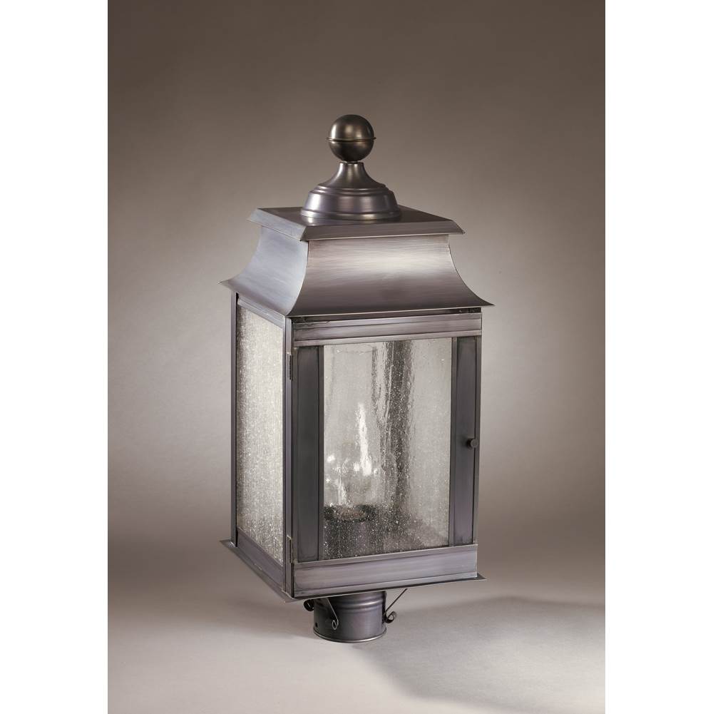 Northeast Lantern Pagoda Post Verdi Gris Medium Base Socket With Chimney Seedy Marine Glass