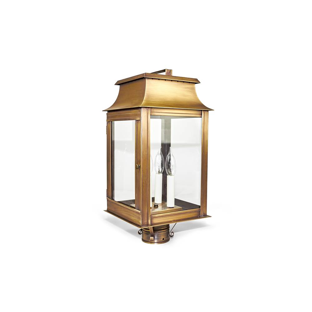 Northeast Lantern Pagoda Post Dark Antique Brass 3 Candelabra Sockets Clear Glass
