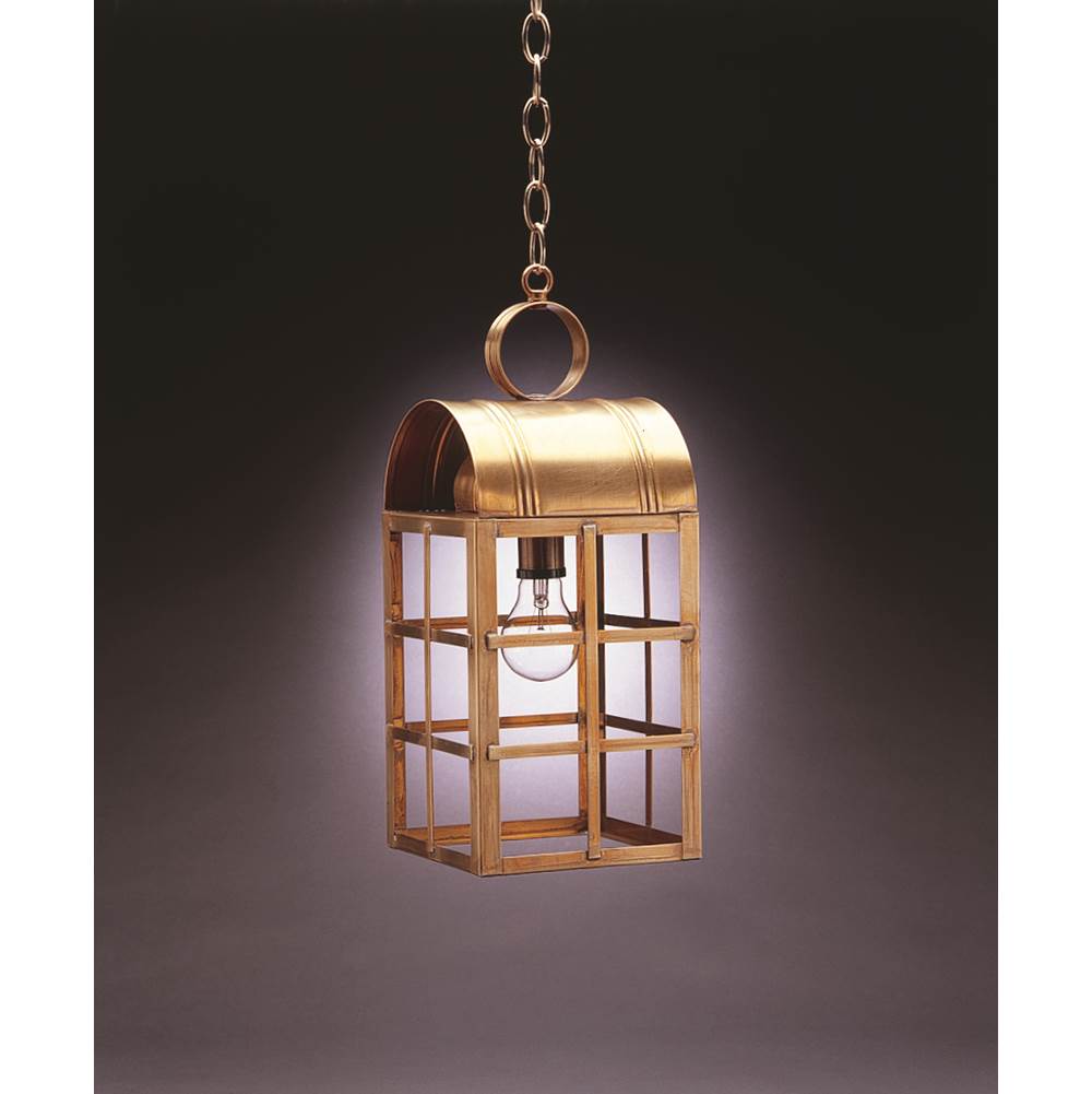 Northeast Lantern Culvert Top H-Bars Hanging Dark Antique Brass Medium Base Socket Clear Glass