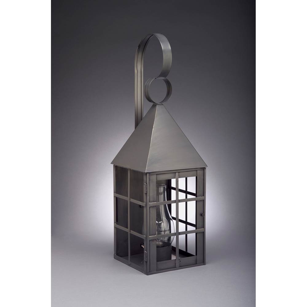 Northeast Lantern Pyramid Top H-Bars Post Antique Copper Medium Base Socket With Chimney Clear Glass