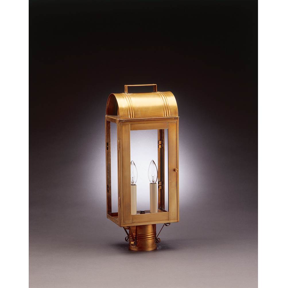 Northeast Lantern Culvert Top Post Antique Brass 2 Candelabra Sockets Clear Glass