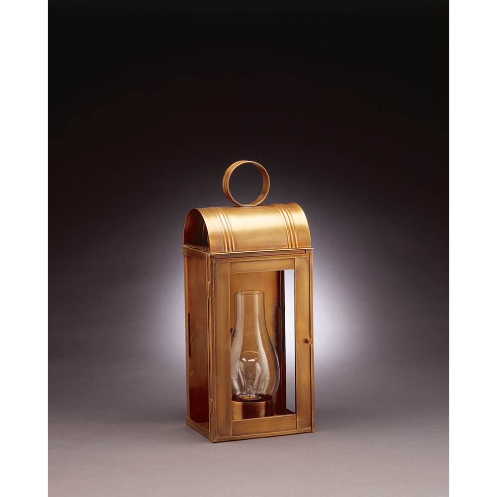 Northeast Lantern Culvert Top Wall Dark Antique Brass Medium Base Socket With Chimney Clear Glass