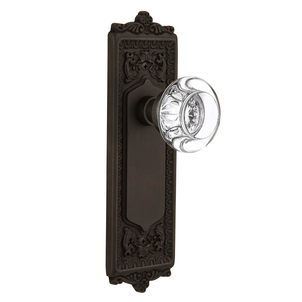 Nostalgic Warehouse Nostalgic Warehouse Egg & Dart Plate Privacy Round Clear Crystal Glass Door Knob in Oil-Rubbed Bronze