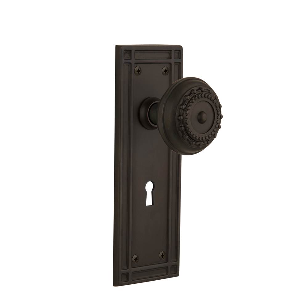 Nostalgic Warehouse Nostalgic Warehouse Mission Plate with Keyhole Double Dummy Meadows Door Knob in Oil-Rubbed Bronze