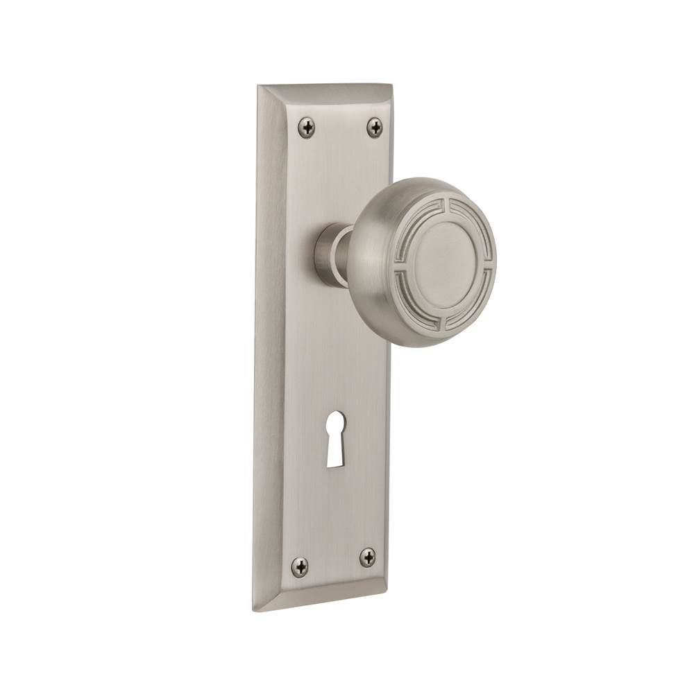 Nostalgic Warehouse Nostalgic Warehouse New York Plate with Keyhole Double Dummy Mission Door Knob in Satin Nickel