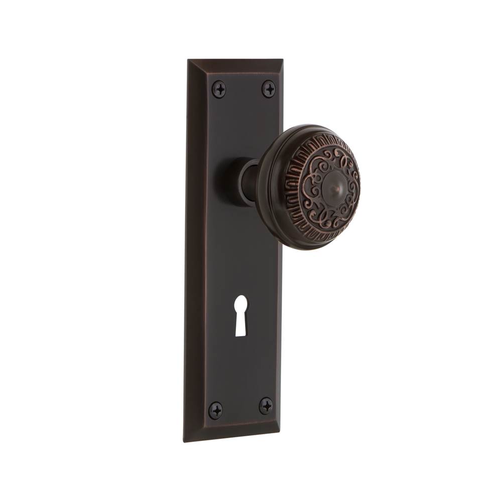 Nostalgic Warehouse Nostalgic Warehouse New York Plate with Keyhole Privacy Egg & Dart Door Knob in Timeless Bronze