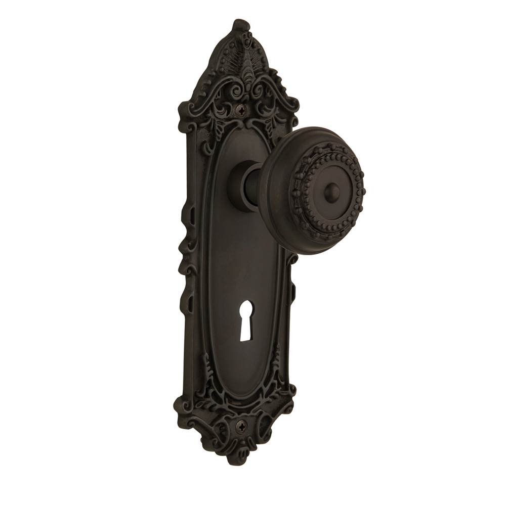 Nostalgic Warehouse Nostalgic Warehouse Victorian Plate with Keyhole Privacy Meadows Door Knob in Oil-Rubbed Bronze