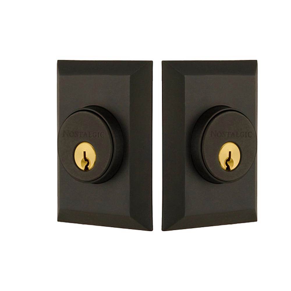 Nostalgic Warehouse Nostalgic Warehouse New York Plate Double Cylinder Deadbolt in Oil_Rubbed Bronze