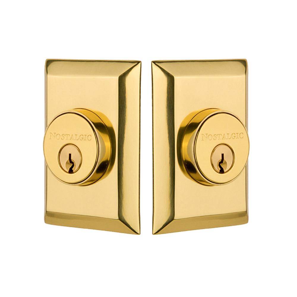 Nostalgic Warehouse Nostalgic Warehouse New York Plate Double Cylinder Deadbolt in Unlacquered Brass