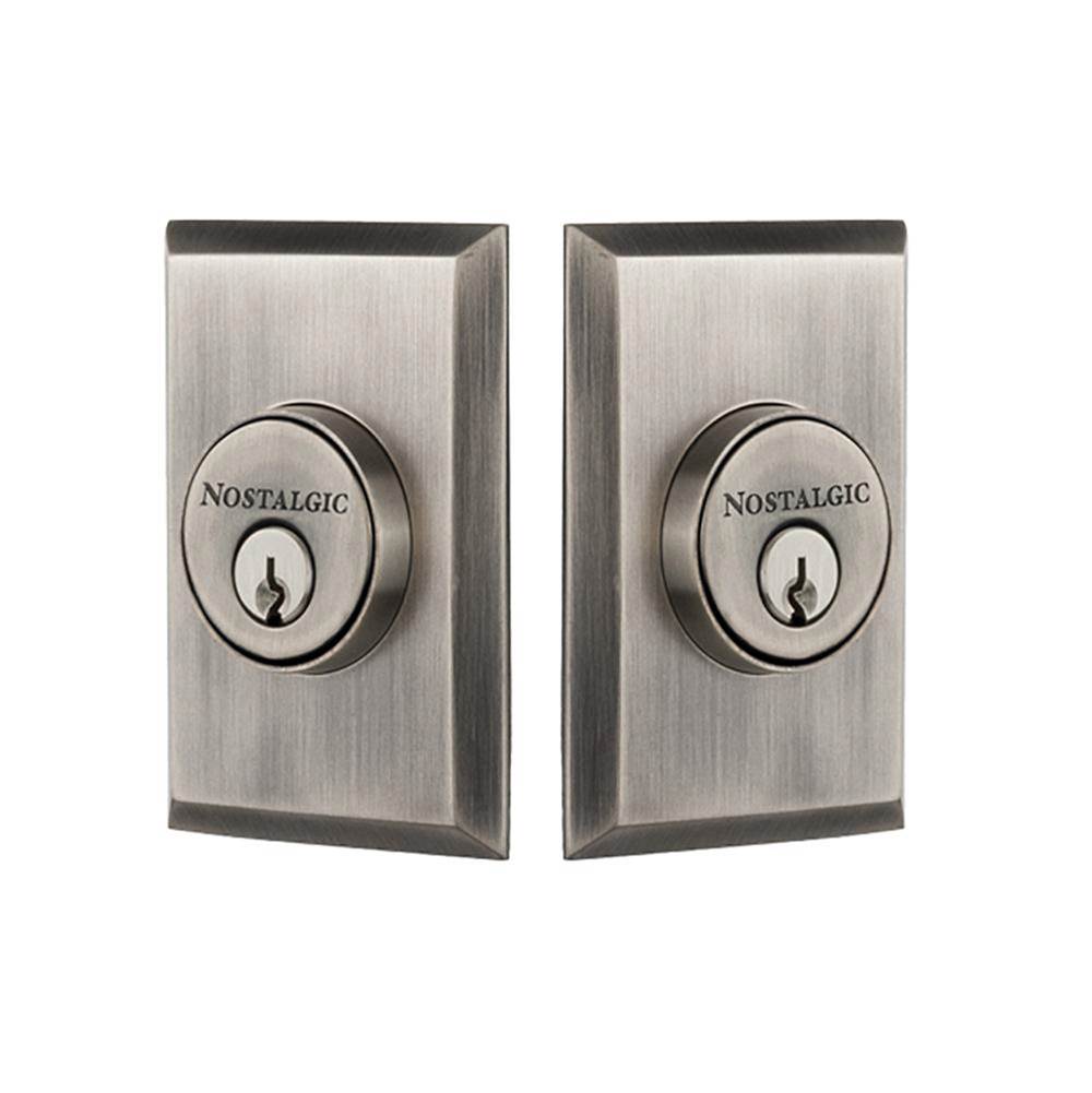 Nostalgic Warehouse Nostalgic Warehouse New York Plate Double Cylinder Deadbolt in Antique Pewter