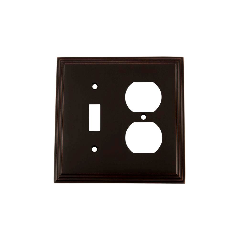 Nostalgic Warehouse Nostalgic Warehouse Deco Switch Plate with Toggle and Outlet in Timeless Bronze