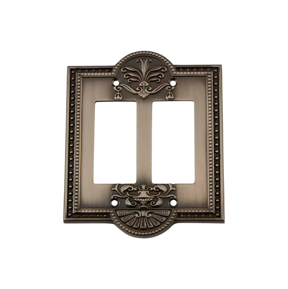 Nostalgic Warehouse Nostalgic Warehouse Meadows Switch Plate with Double Rocker in Antique Pewter