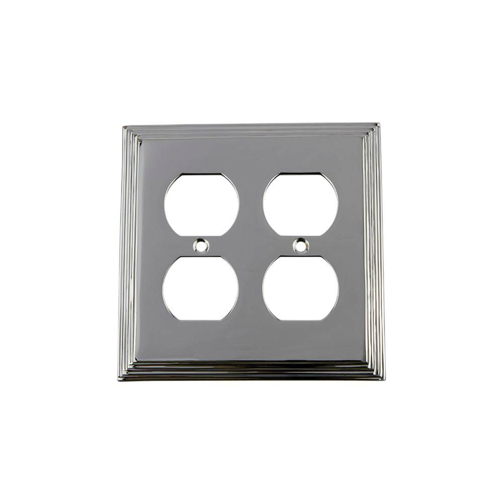Nostalgic Warehouse Nostalgic Warehouse Deco Switch Plate with Double Outlet in Bright Chrome