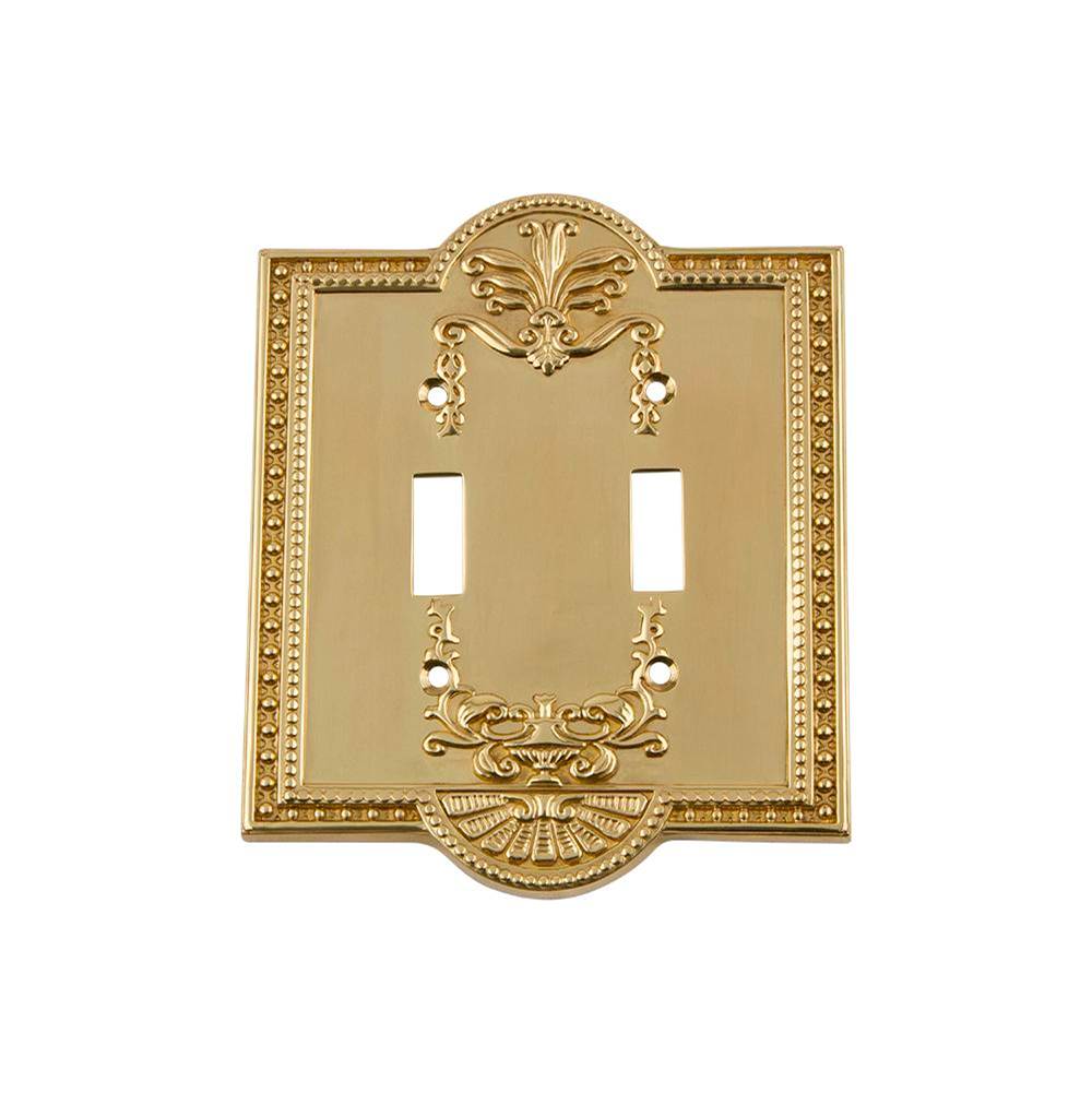 Nostalgic Warehouse Nostalgic Warehouse Meadows Switch Plate with Double Toggle in Unlacquered Brass