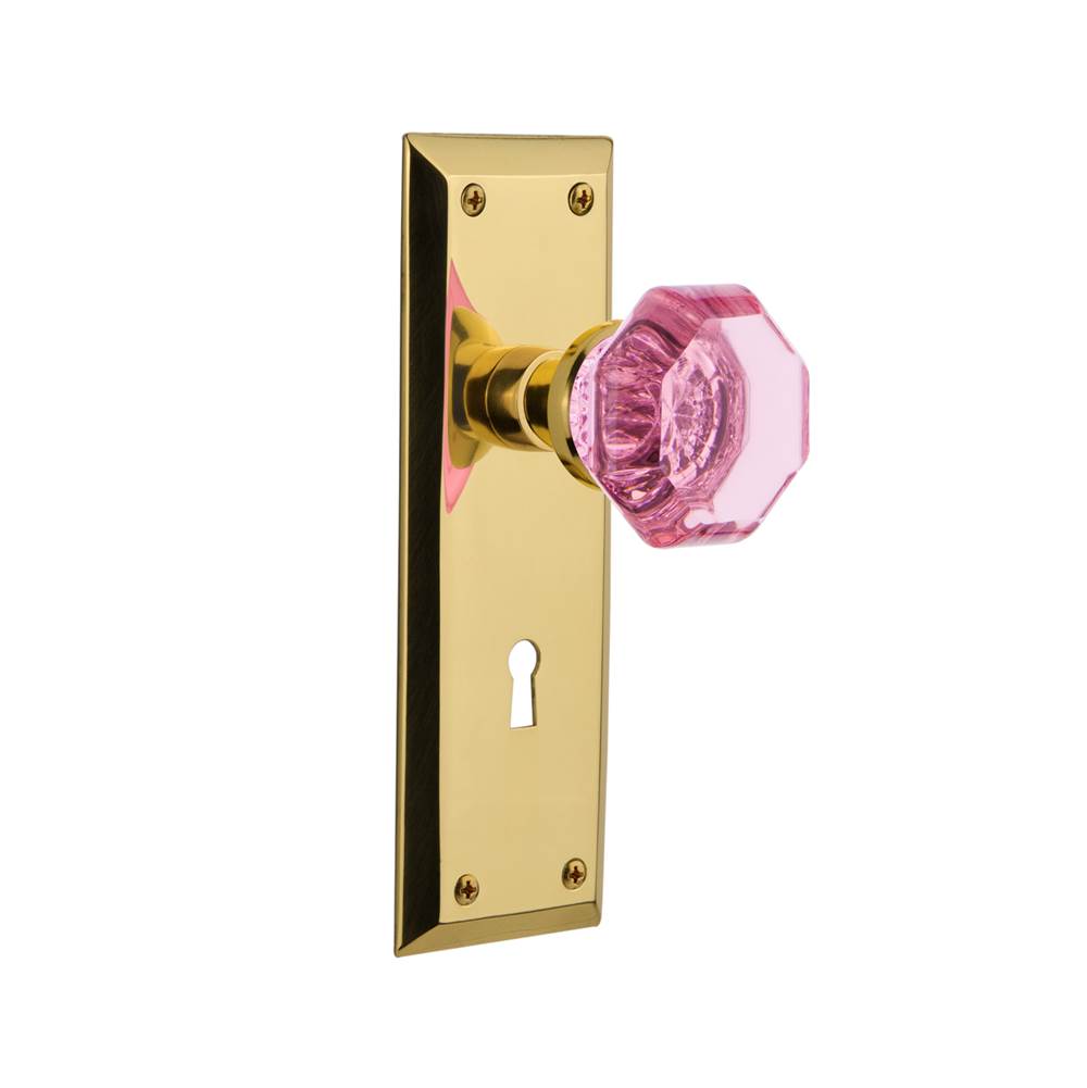 Nostalgic Warehouse Nostalgic Warehouse New York Plate with Keyhole Single Dummy Waldorf Pink Door Knob in Unlaquered Brass