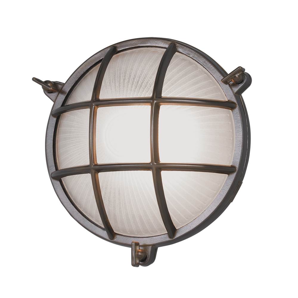 Norwell Mariner Round Outdoor Wall Light - Bronze With Frosted Glass
