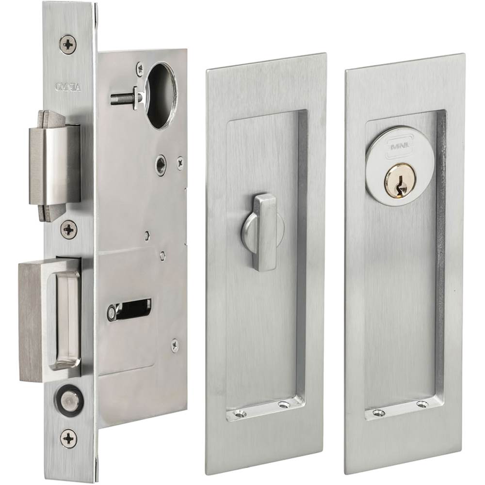 OMNIA Pocket Door Lockset ''A'' US26D
