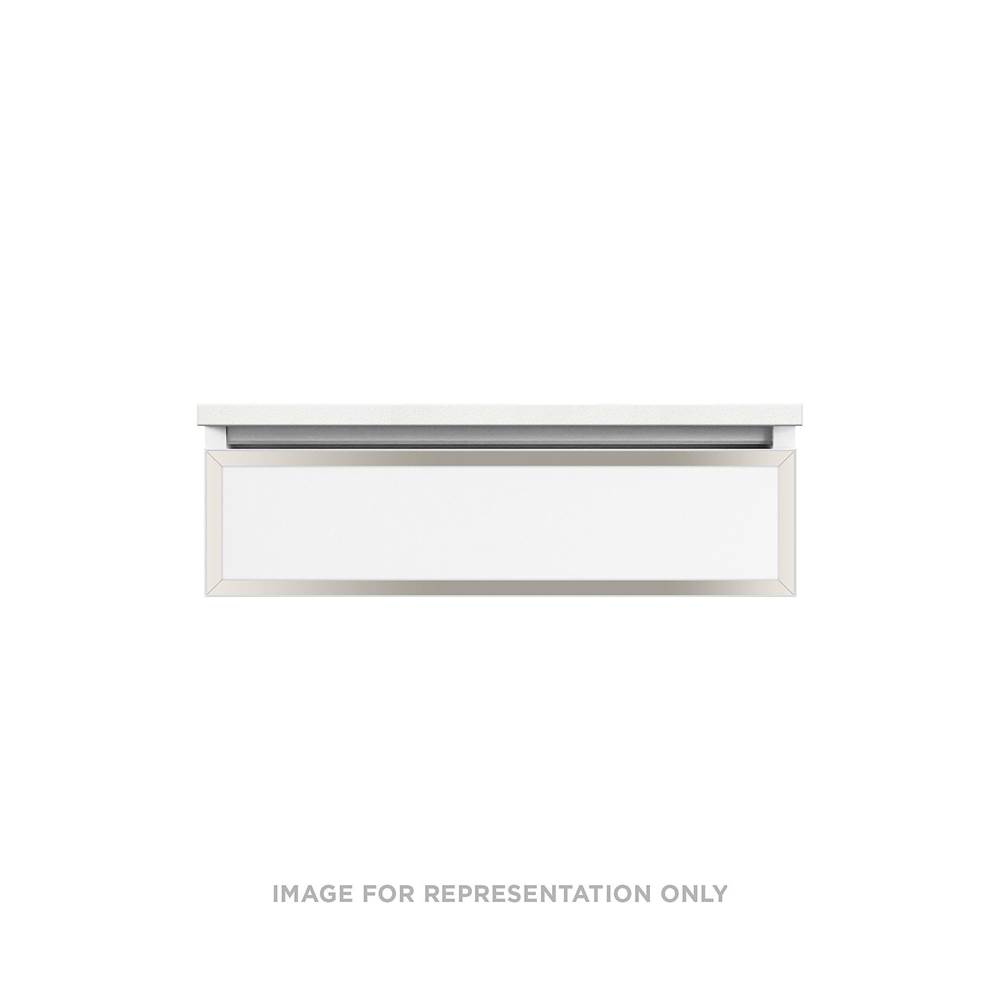 Robern Profiles Framed Vanity, 30'' x 7-1/2'' x 21'', Satin White, Polished Nickel Frame, Tip Out Drawer, Selectable Night Ligh