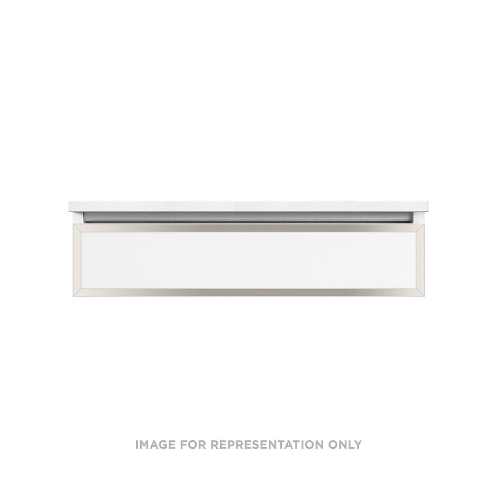 Robern Profiles Framed Vanity, 36'' x 7-1/2'' x 18'', Satin White, Polished Nickel Frame, Tip Out Drawer, Selectable Night Ligh