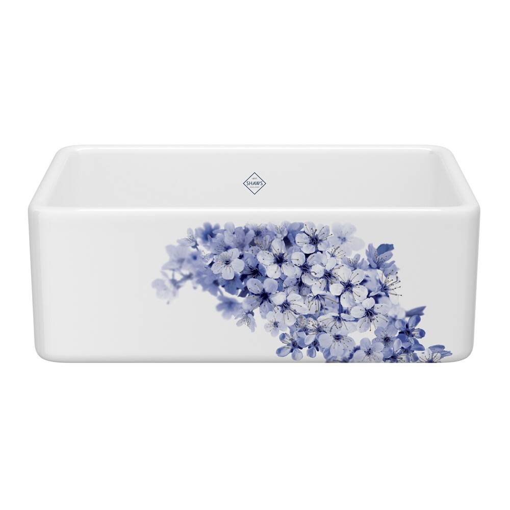 Rohl 30'' Shaker Single Bowl Farmhouse Apron Front Fireclay Kitchen Sink With Blossom Design