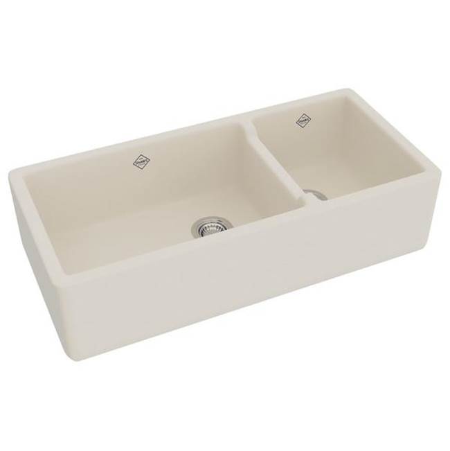Rohl Lancaster™ 40'' Double Bowl Farmhouse Apron Front Fireclay Kitchen Sink