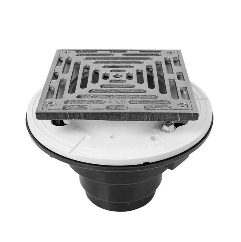 Sigma 5'' Square Pvc/Abs Floor Drain With Solid Nickel Bronze Top 3'' Pvc Trim Slate Pvd .46