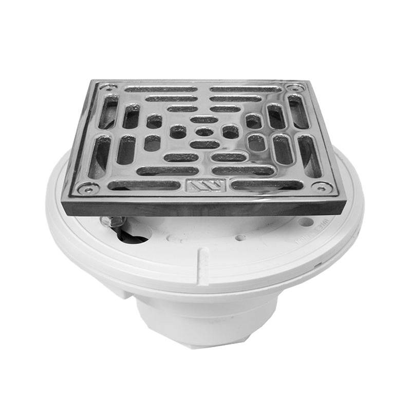 Sigma PVC Floor Drain with 5x5'' Square Adjustable Nickel Bronze Strainer Assembly TRIM CHROME .26