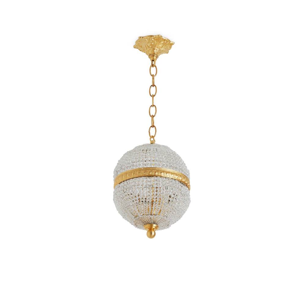 Sherle Wagner Globe Crystal Beaded Chain Pendant Light