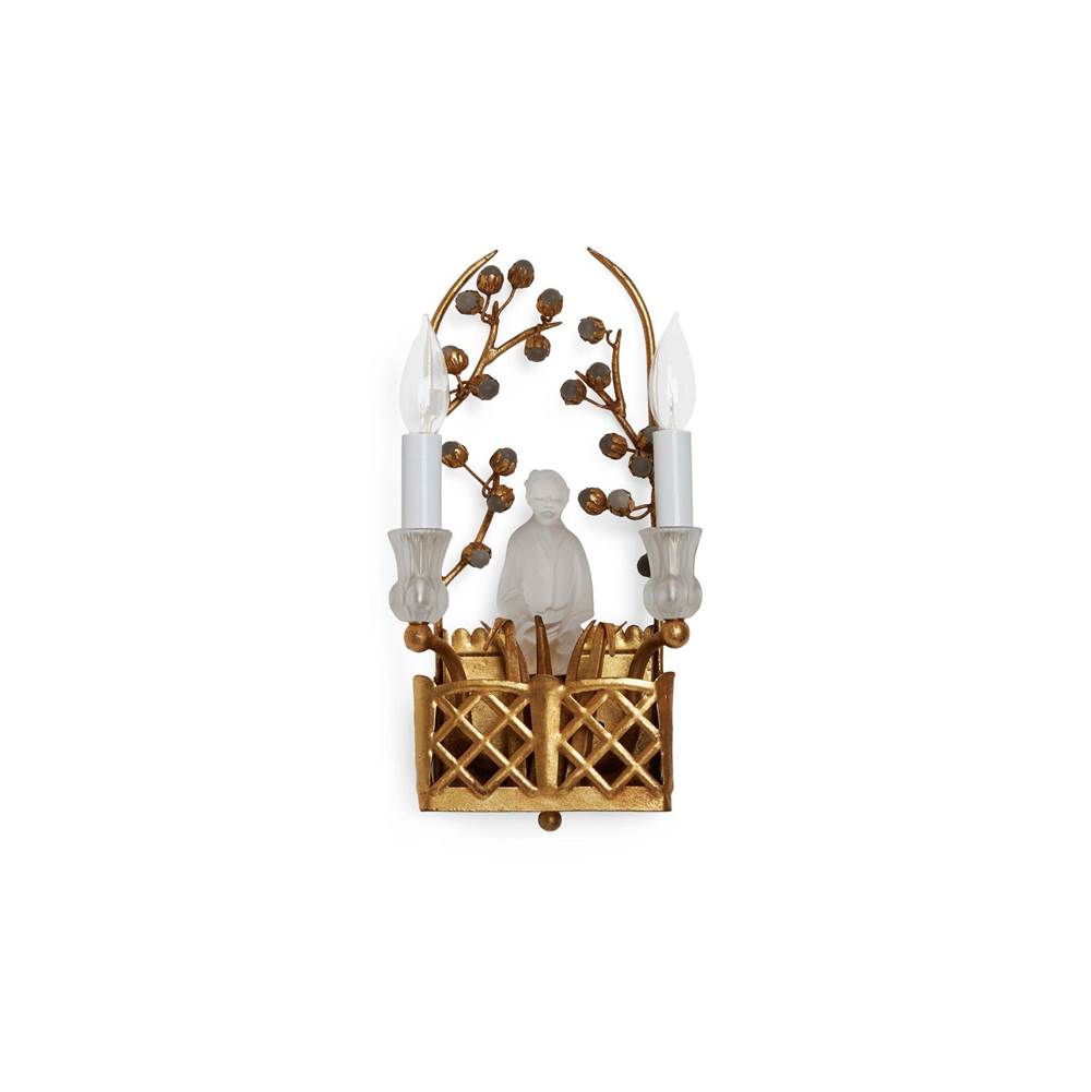 Sherle Wagner Crystal Chinoiserie Basket Sconces