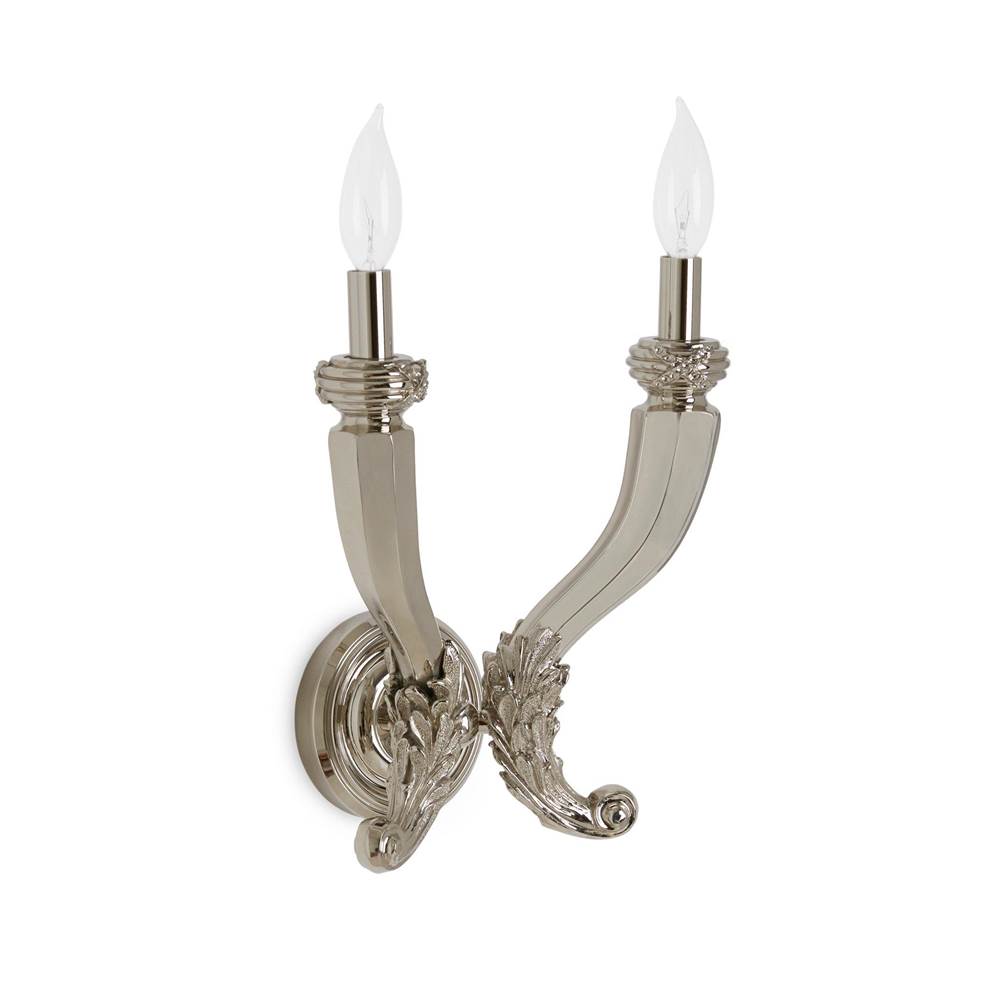 Sherle Wagner Ribbon And Reed Horn Double Arm Sconce