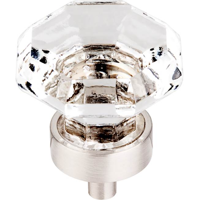 Top Knobs Clear Octagon Crystal Knob 1 3/8 Inch Brushed Satin Nickel Base