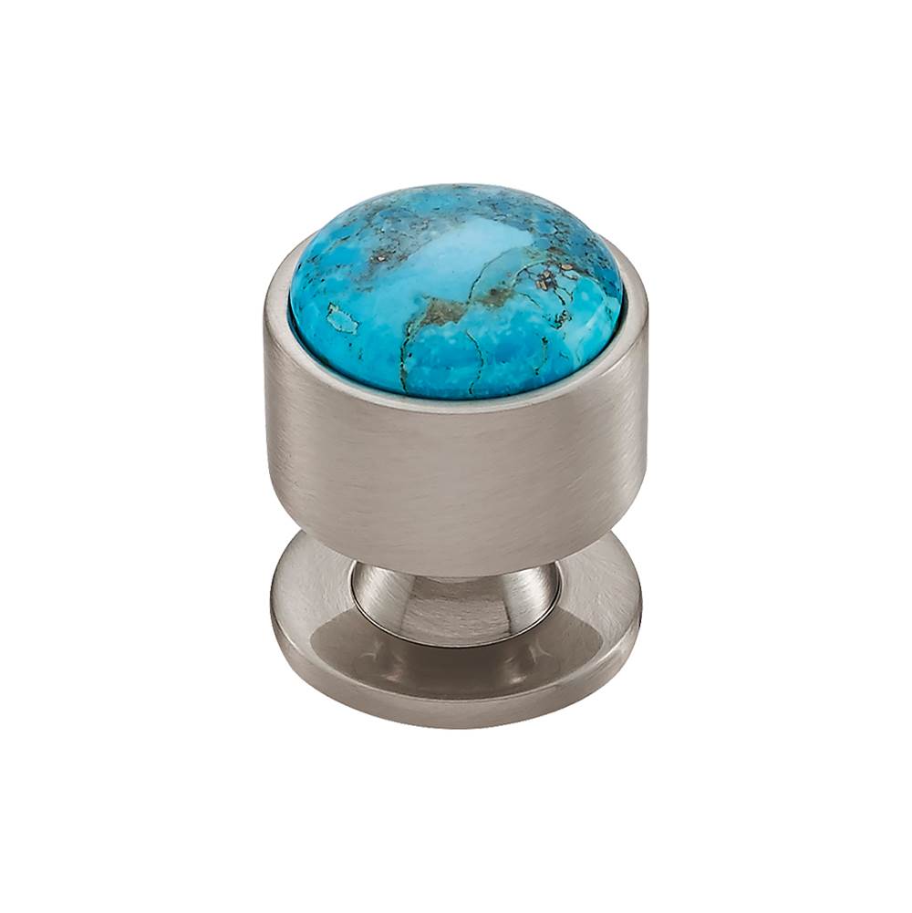 Vesta FireSky Mohave Turquoise Knob 1 1/8 Inch Brushed Satin Nickel Base